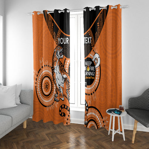 Custom NRL Tigers NAIDOC Week Window Curtain Keep The Fire Burning Indigenous Art