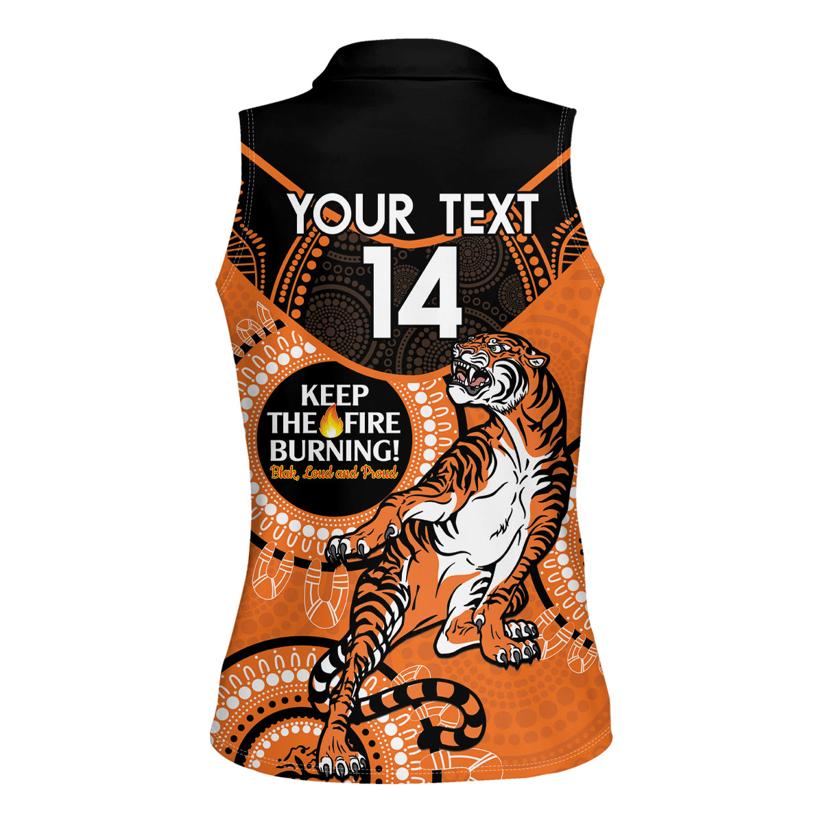 Custom NRL Tigers NAIDOC Week Women Sleeveless Polo Shirt Keep The Fire Burning Indigenous Art