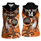Custom NRL Tigers NAIDOC Week Women Sleeveless Polo Shirt Keep The Fire Burning Indigenous Art