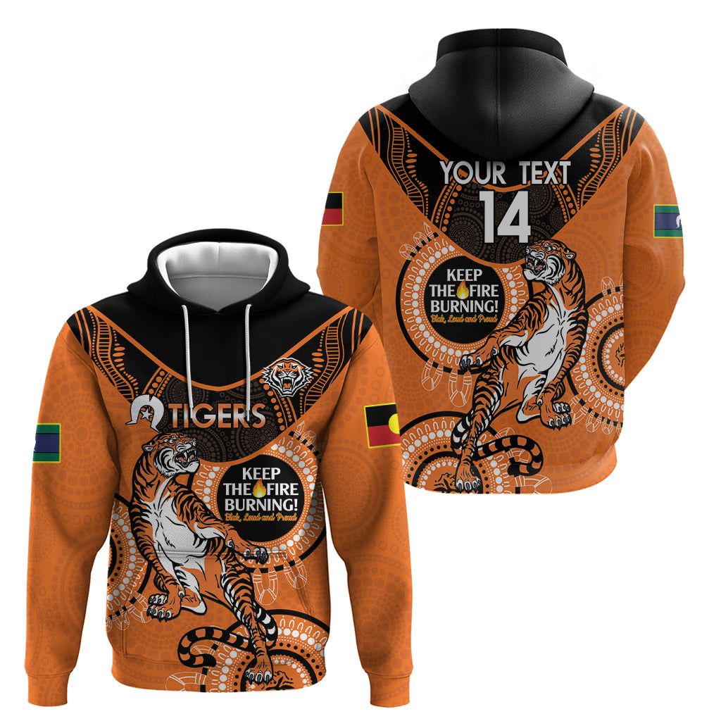 Custom NRL Tigers NAIDOC Week Zip Hoodie Keep The Fire Burning Indigenous Art