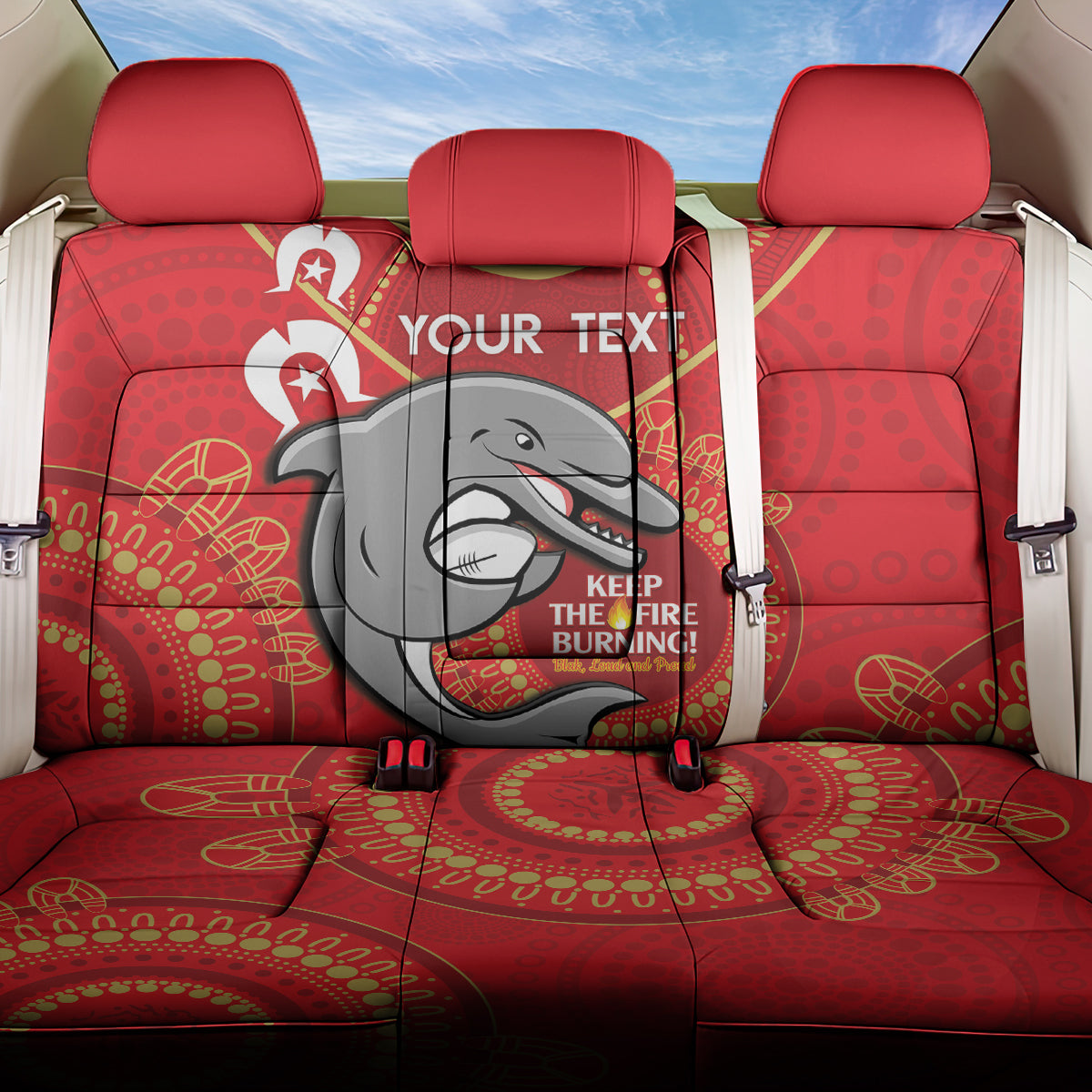 Custom NRL Dolphins NAIDOC Week Back Car Seat Cover Keep The Fire Burning Indigenous Art