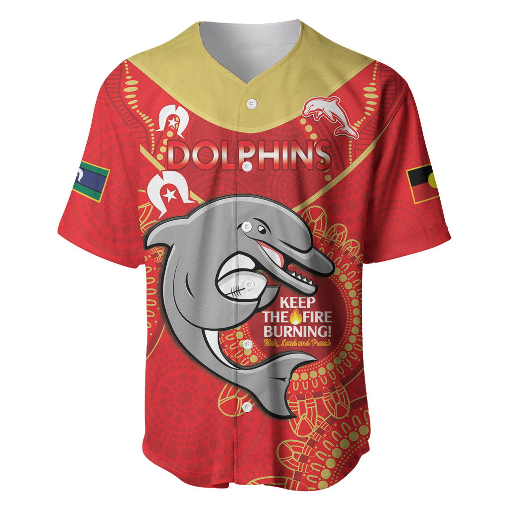 Custom NRL Dolphins NAIDOC Week Baseball Jersey Keep The Fire Burning Indigenous Art