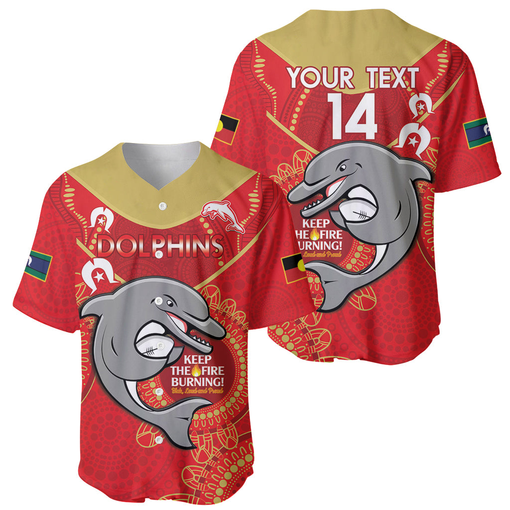 Custom NRL Dolphins NAIDOC Week Baseball Jersey Keep The Fire Burning Indigenous Art