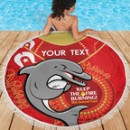 Custom NRL Dolphins NAIDOC Week Beach Blanket Keep The Fire Burning Indigenous Art
