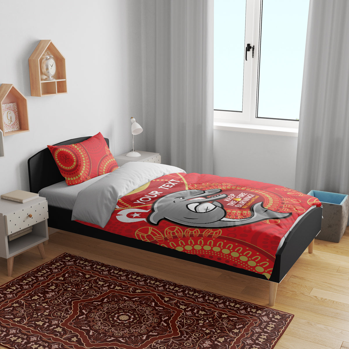 Custom NRL Dolphins NAIDOC Week Bedding Set Keep The Fire Burning Indigenous Art