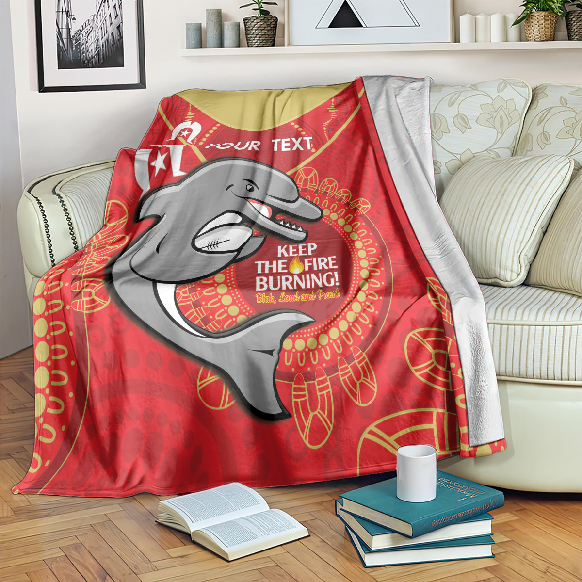 Custom NRL Dolphins NAIDOC Week Blanket Keep The Fire Burning Indigenous Art