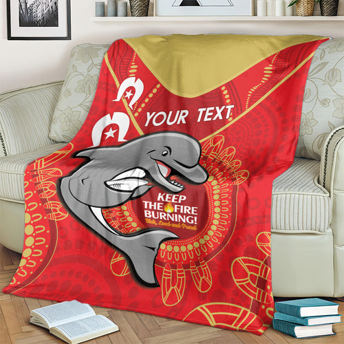 Custom NRL Dolphins NAIDOC Week Blanket Keep The Fire Burning Indigenous Art