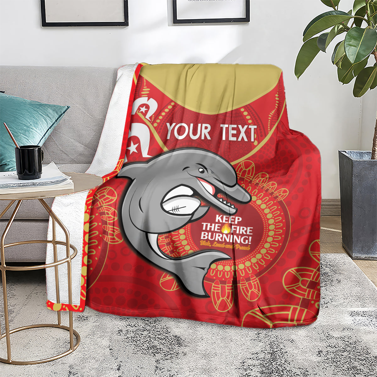 Custom NRL Dolphins NAIDOC Week Blanket Keep The Fire Burning Indigenous Art