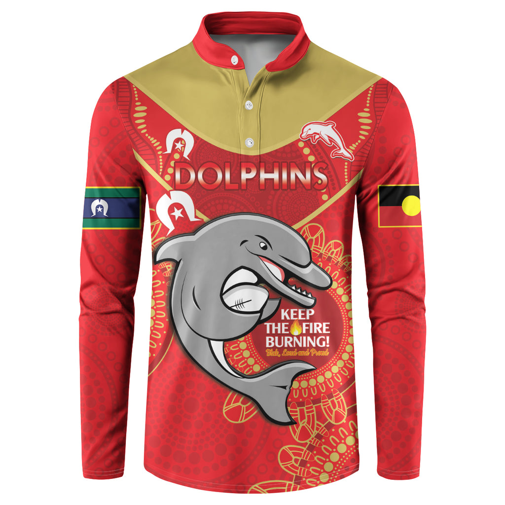 Custom NRL Dolphins NAIDOC Week Button Sweatshirt Keep The Fire Burning Indigenous Art