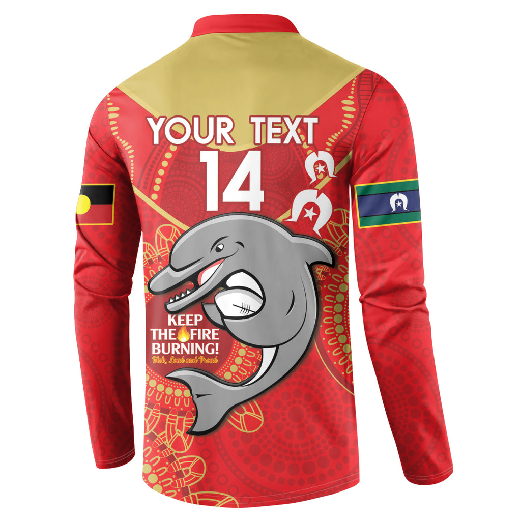 Custom NRL Dolphins NAIDOC Week Button Sweatshirt Keep The Fire Burning Indigenous Art