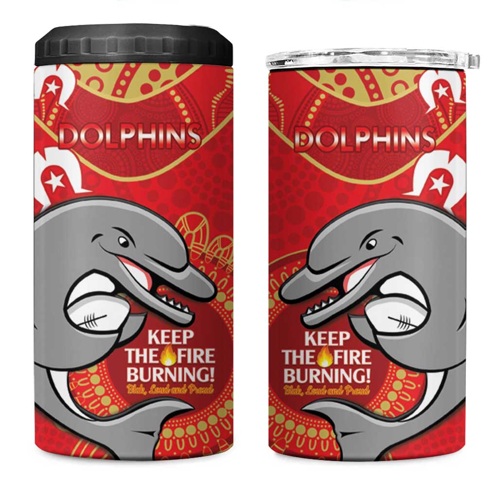 NRL Dolphins NAIDOC Week 4 in 1 Can Cooler Tumbler Keep The Fire Burning Indigenous Art