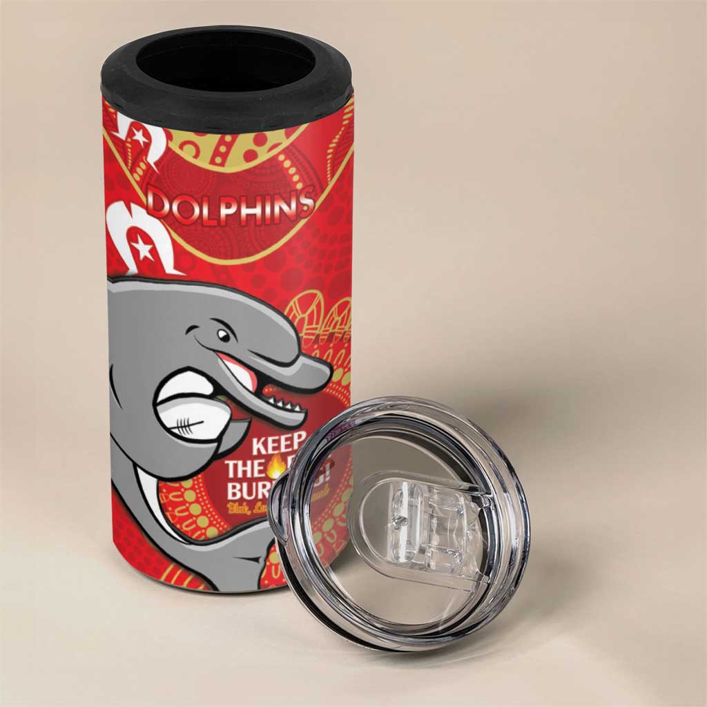 NRL Dolphins NAIDOC Week 4 in 1 Can Cooler Tumbler Keep The Fire Burning Indigenous Art