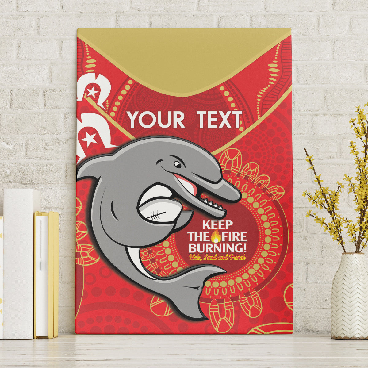 Custom NRL Dolphins NAIDOC Week Canvas Wall Art Keep The Fire Burning Indigenous Art