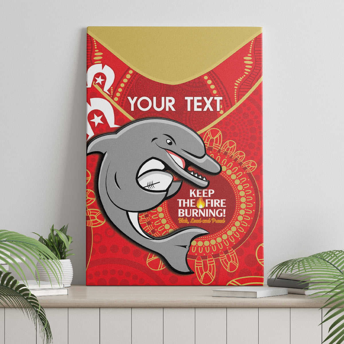 Custom NRL Dolphins NAIDOC Week Canvas Wall Art Keep The Fire Burning Indigenous Art