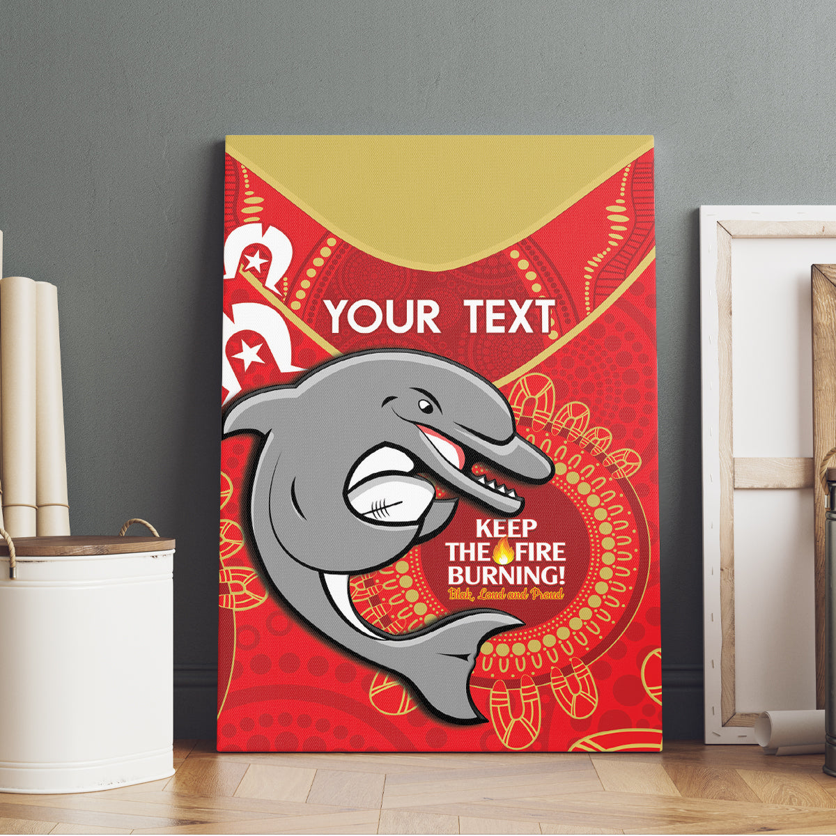 Custom NRL Dolphins NAIDOC Week Canvas Wall Art Keep The Fire Burning Indigenous Art