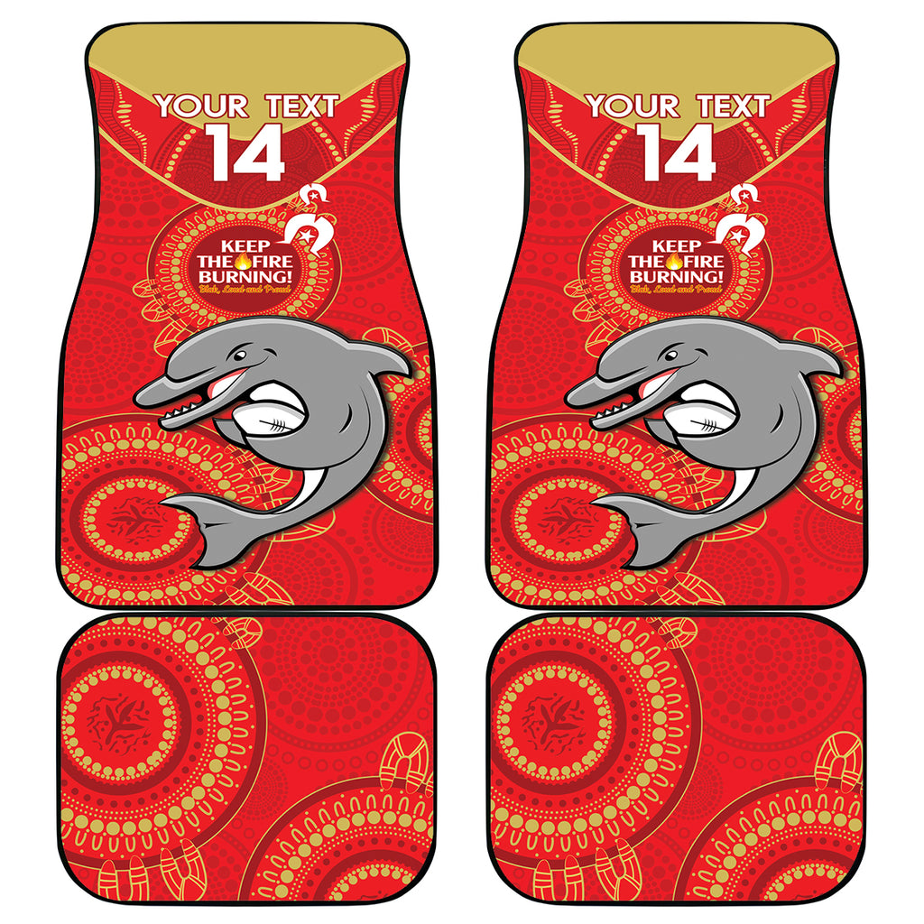 Custom NRL Dolphins NAIDOC Week Car Mats Keep The Fire Burning Indigenous Art