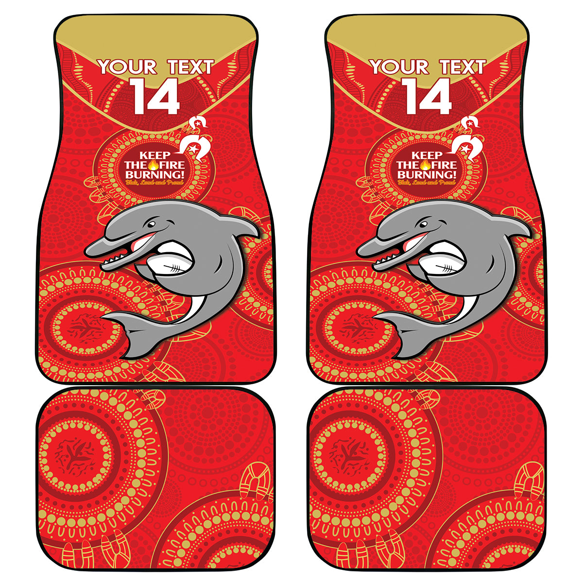 Custom NRL Dolphins NAIDOC Week Car Mats Keep The Fire Burning Indigenous Art