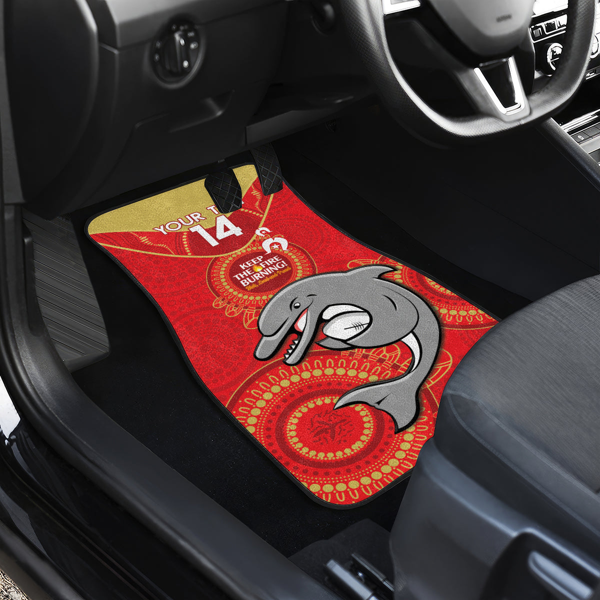 Custom NRL Dolphins NAIDOC Week Car Mats Keep The Fire Burning Indigenous Art
