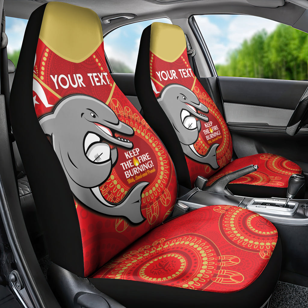 Custom NRL Dolphins NAIDOC Week Car Seat Cover Keep The Fire Burning Indigenous Art