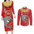 Custom NRL Dolphins NAIDOC Week Couples Matching Long Sleeve Bodycon Dress and Long Sleeve Button Shirt Keep The Fire Burning Indigenous Art