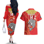 Custom NRL Dolphins NAIDOC Week Couples Matching Off The Shoulder Long Sleeve Dress and Hawaiian Shirt Keep The Fire Burning Indigenous Art