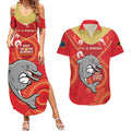 Custom NRL Dolphins NAIDOC Week Couples Matching Summer Maxi Dress and Hawaiian Shirt Keep The Fire Burning Indigenous Art
