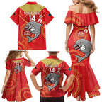 Custom NRL Dolphins NAIDOC Week Family Matching Mermaid Dress and Hawaiian Shirt Keep The Fire Burning Indigenous Art