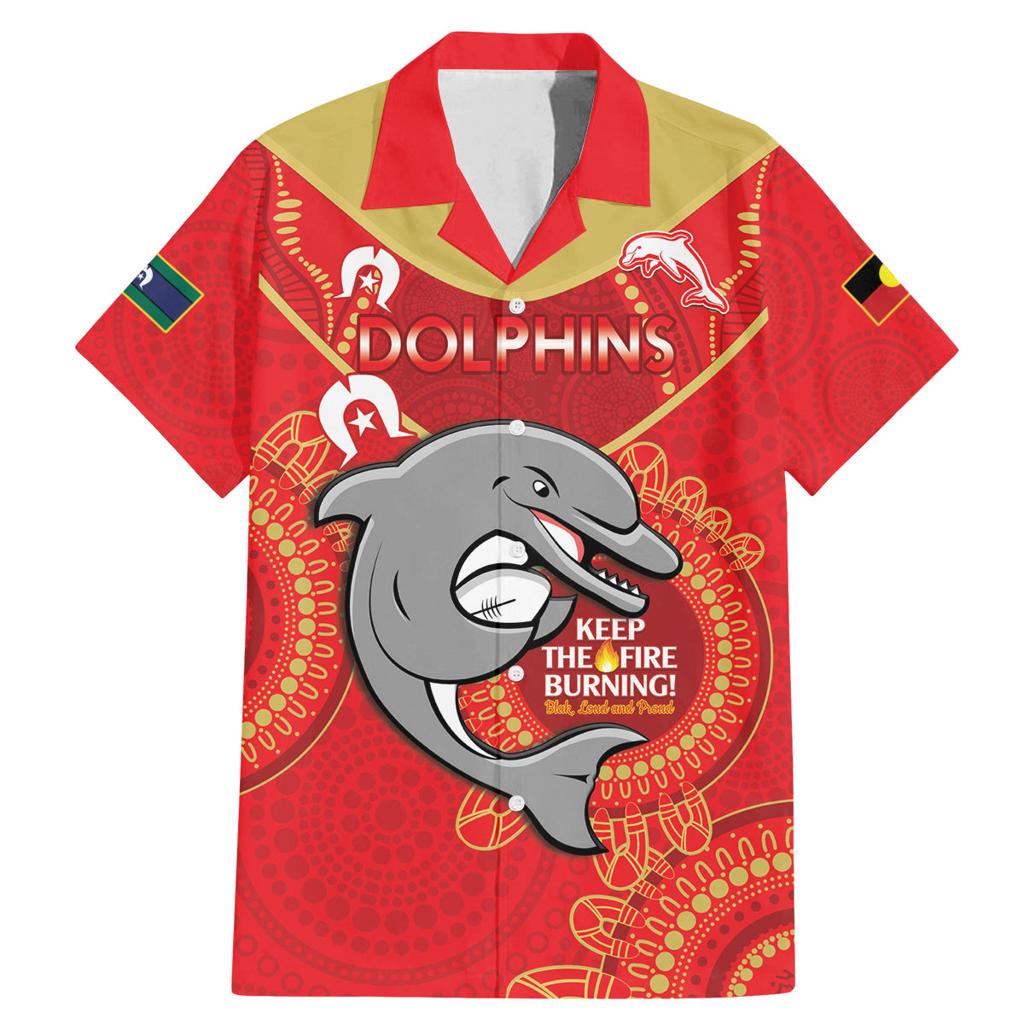 Custom NRL Dolphins NAIDOC Week Family Matching Mermaid Dress and Hawaiian Shirt Keep The Fire Burning Indigenous Art