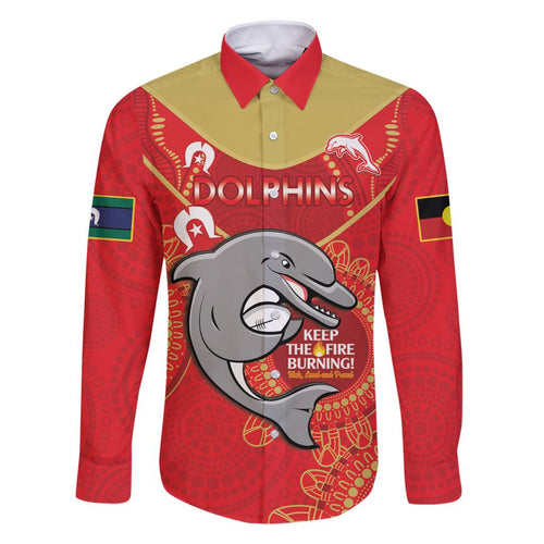 Custom NRL Dolphins NAIDOC Week Family Matching Mermaid Dress and Hawaiian Shirt Keep The Fire Burning Indigenous Art