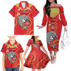 Custom NRL Dolphins NAIDOC Week Family Matching Off The Shoulder Long Sleeve Dress and Hawaiian Shirt Keep The Fire Burning Indigenous Art