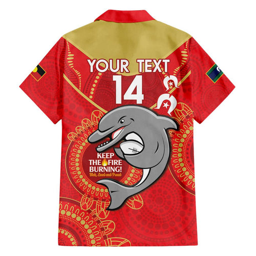 Custom NRL Dolphins NAIDOC Week Family Matching Off The Shoulder Long Sleeve Dress and Hawaiian Shirt Keep The Fire Burning Indigenous Art