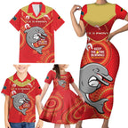 Custom NRL Dolphins NAIDOC Week Family Matching Short Sleeve Bodycon Dress and Hawaiian Shirt Keep The Fire Burning Indigenous Art