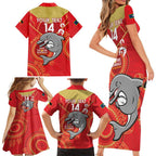 Custom NRL Dolphins NAIDOC Week Family Matching Short Sleeve Bodycon Dress and Hawaiian Shirt Keep The Fire Burning Indigenous Art