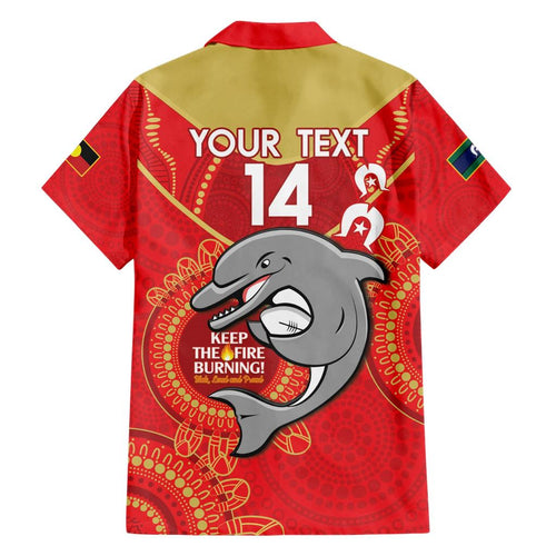Custom NRL Dolphins NAIDOC Week Family Matching Short Sleeve Bodycon Dress and Hawaiian Shirt Keep The Fire Burning Indigenous Art