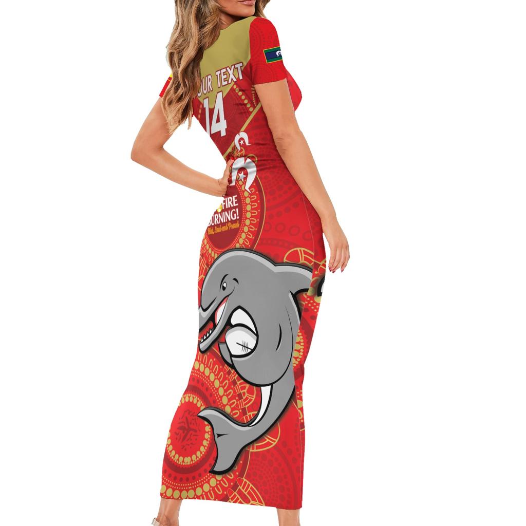 Custom NRL Dolphins NAIDOC Week Family Matching Short Sleeve Bodycon Dress and Hawaiian Shirt Keep The Fire Burning Indigenous Art
