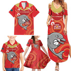 Custom NRL Dolphins NAIDOC Week Family Matching Summer Maxi Dress and Hawaiian Shirt Keep The Fire Burning Indigenous Art