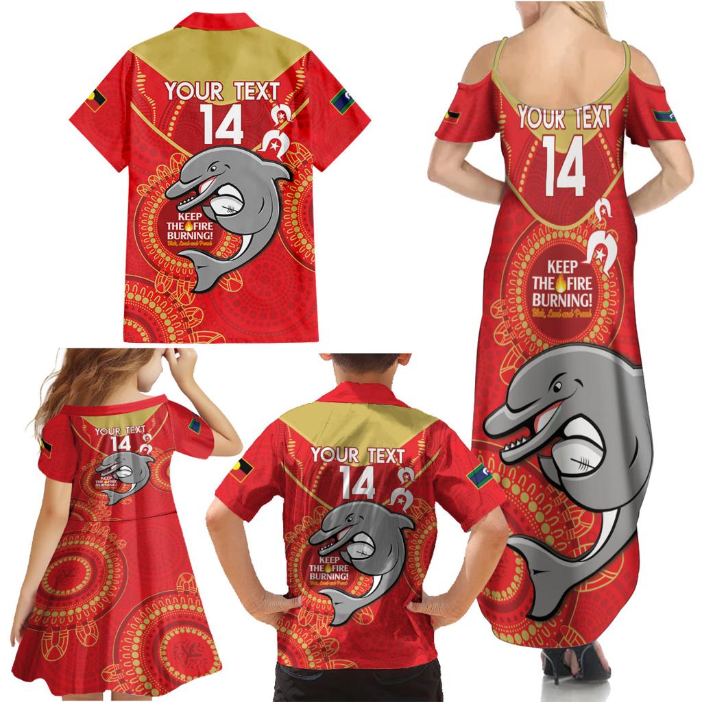Custom NRL Dolphins NAIDOC Week Family Matching Summer Maxi Dress and Hawaiian Shirt Keep The Fire Burning Indigenous Art