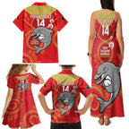 Custom NRL Dolphins NAIDOC Week Family Matching Tank Maxi Dress and Hawaiian Shirt Keep The Fire Burning Indigenous Art