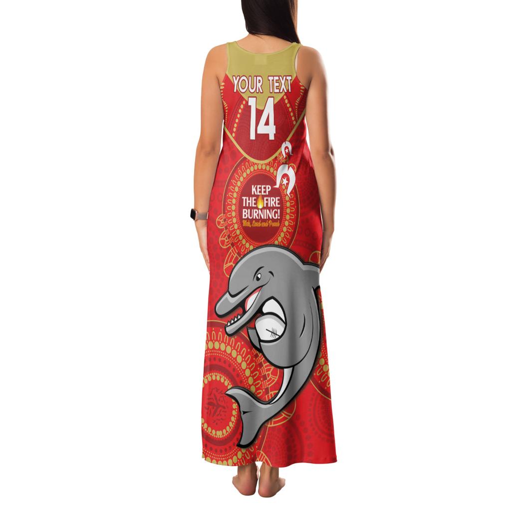 Custom NRL Dolphins NAIDOC Week Family Matching Tank Maxi Dress and Hawaiian Shirt Keep The Fire Burning Indigenous Art