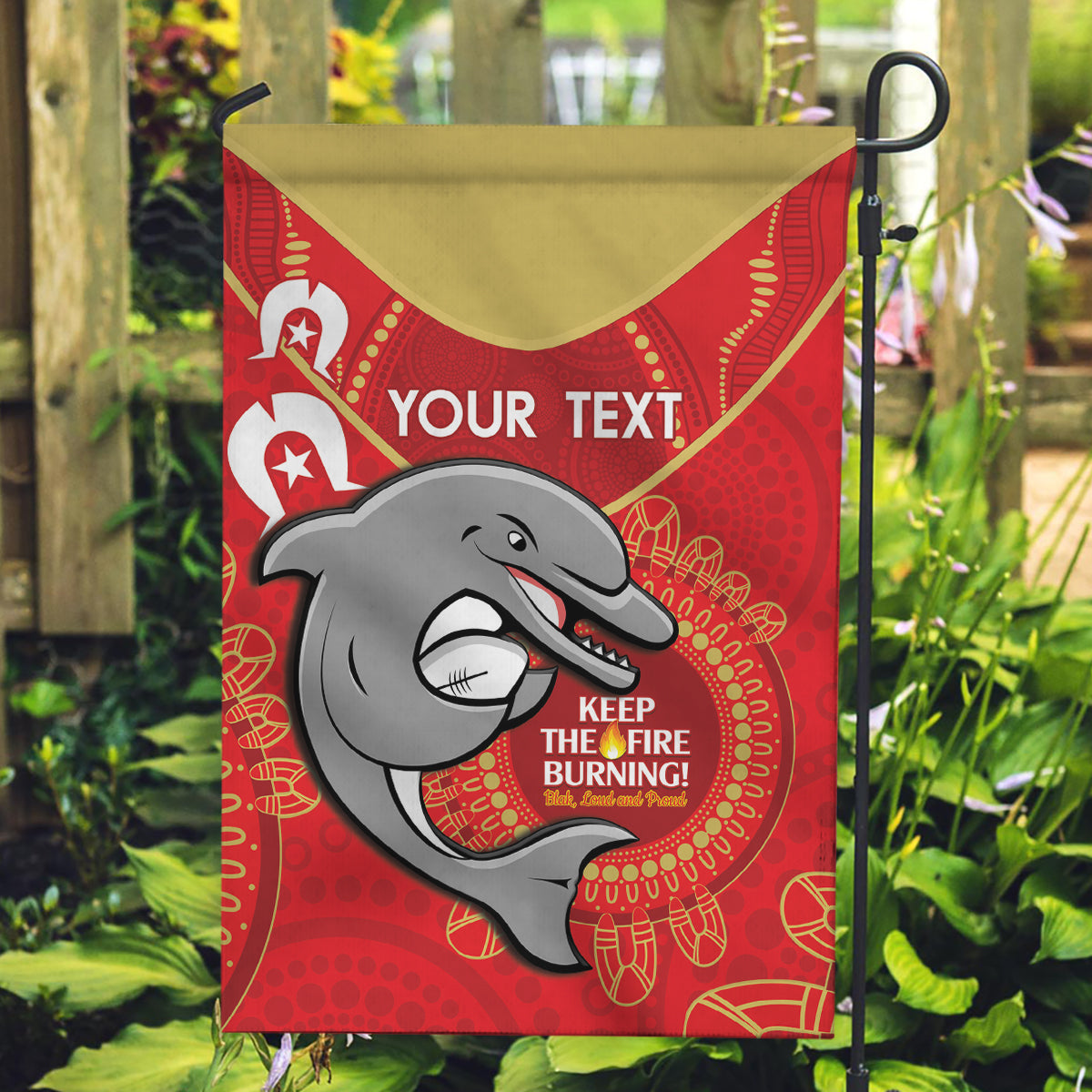 Custom NRL Dolphins NAIDOC Week Garden Flag Keep The Fire Burning Indigenous Art
