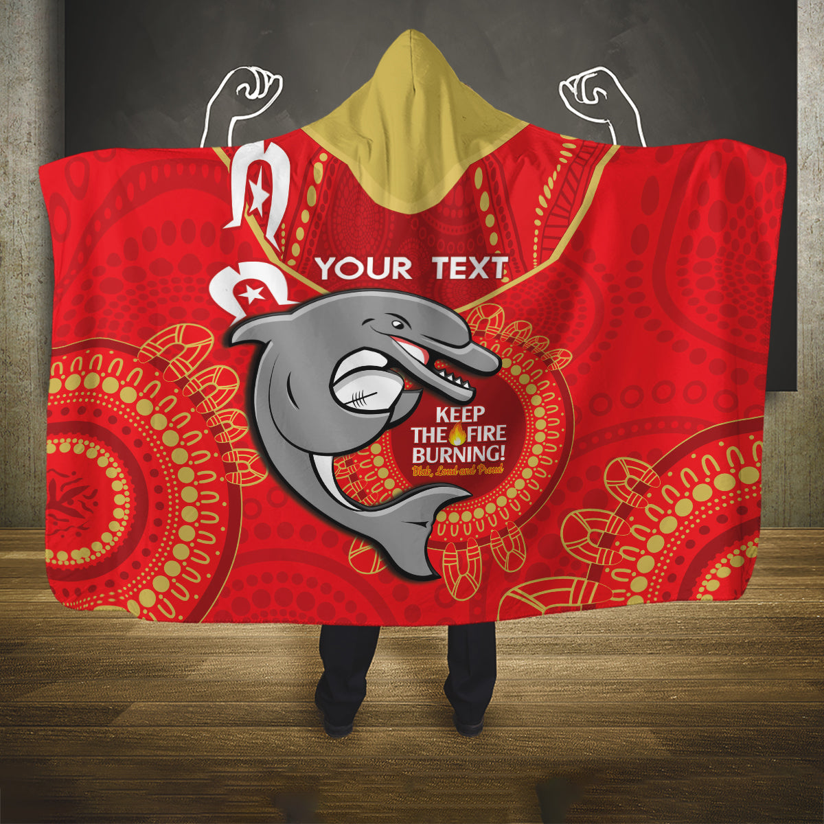 Custom NRL Dolphins NAIDOC Week Hooded Blanket Keep The Fire Burning Indigenous Art