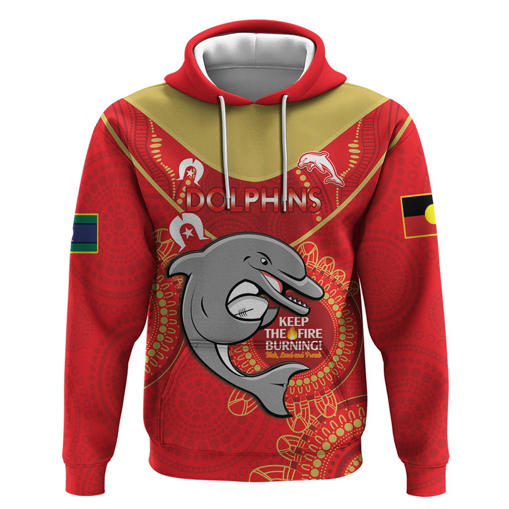 Custom NRL Dolphins NAIDOC Week Hoodie Keep The Fire Burning Indigenous Art