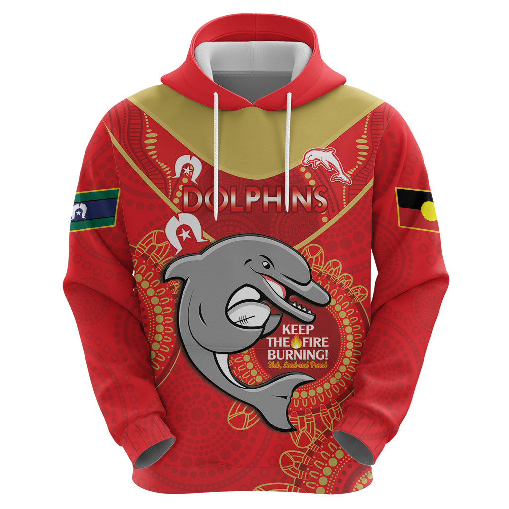 Custom NRL Dolphins NAIDOC Week Hoodie Keep The Fire Burning Indigenous Art