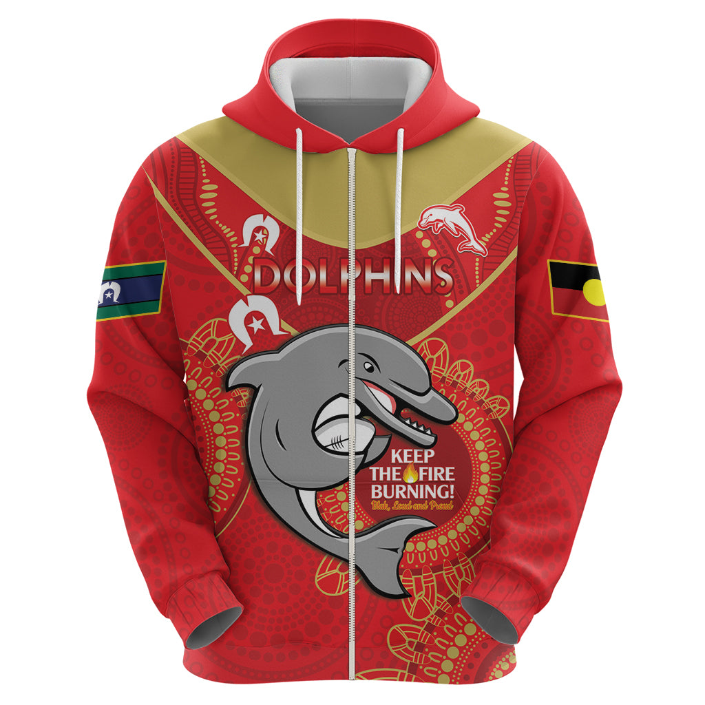 Custom NRL Dolphins NAIDOC Week Hoodie Keep The Fire Burning Indigenous Art