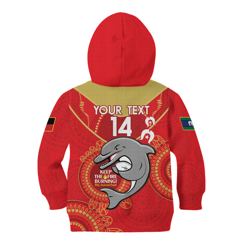 Custom NRL Dolphins NAIDOC Week Kid Hoodie Keep The Fire Burning Indigenous Art