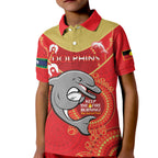 Custom NRL Dolphins NAIDOC Week Kid Polo Shirt Keep The Fire Burning Indigenous Art