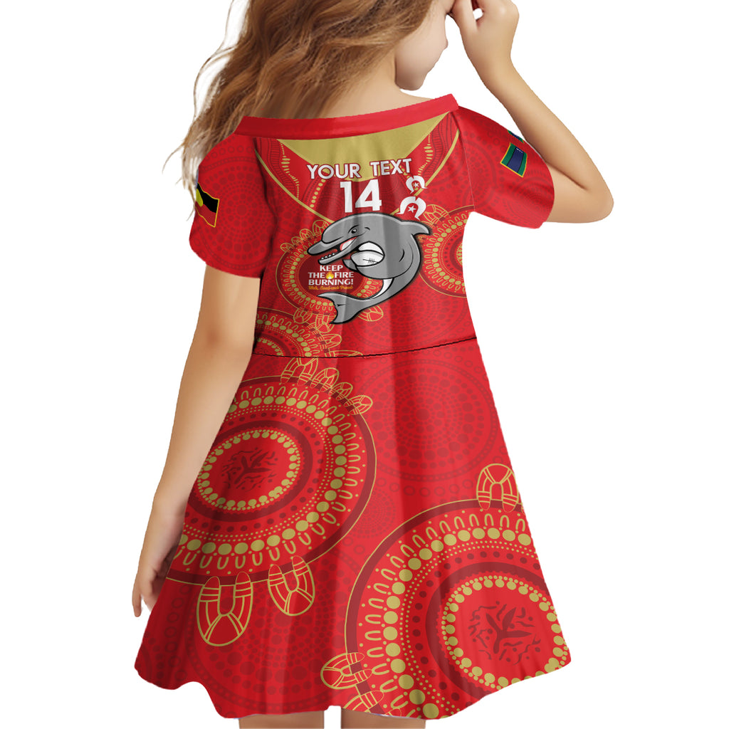 Custom NRL Dolphins NAIDOC Week Kid Short Sleeve Dress Keep The Fire Burning Indigenous Art