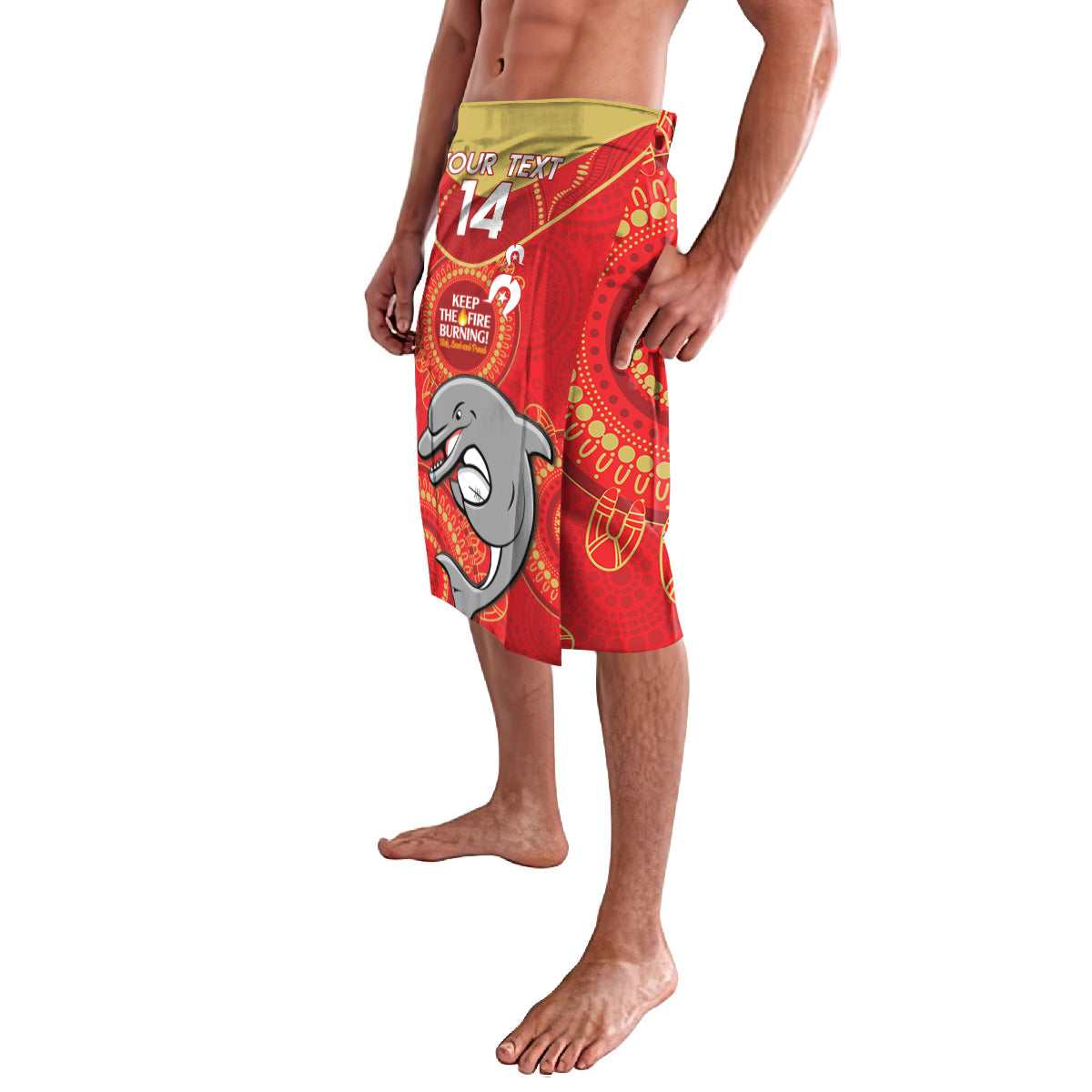 Custom NRL Dolphins NAIDOC Week Lavalava Keep The Fire Burning Indigenous Art