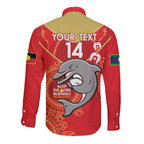 Custom NRL Dolphins NAIDOC Week Long Sleeve Button Shirt Keep The Fire Burning Indigenous Art