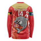 Custom NRL Dolphins NAIDOC Week Long Sleeve Shirt Keep The Fire Burning Indigenous Art